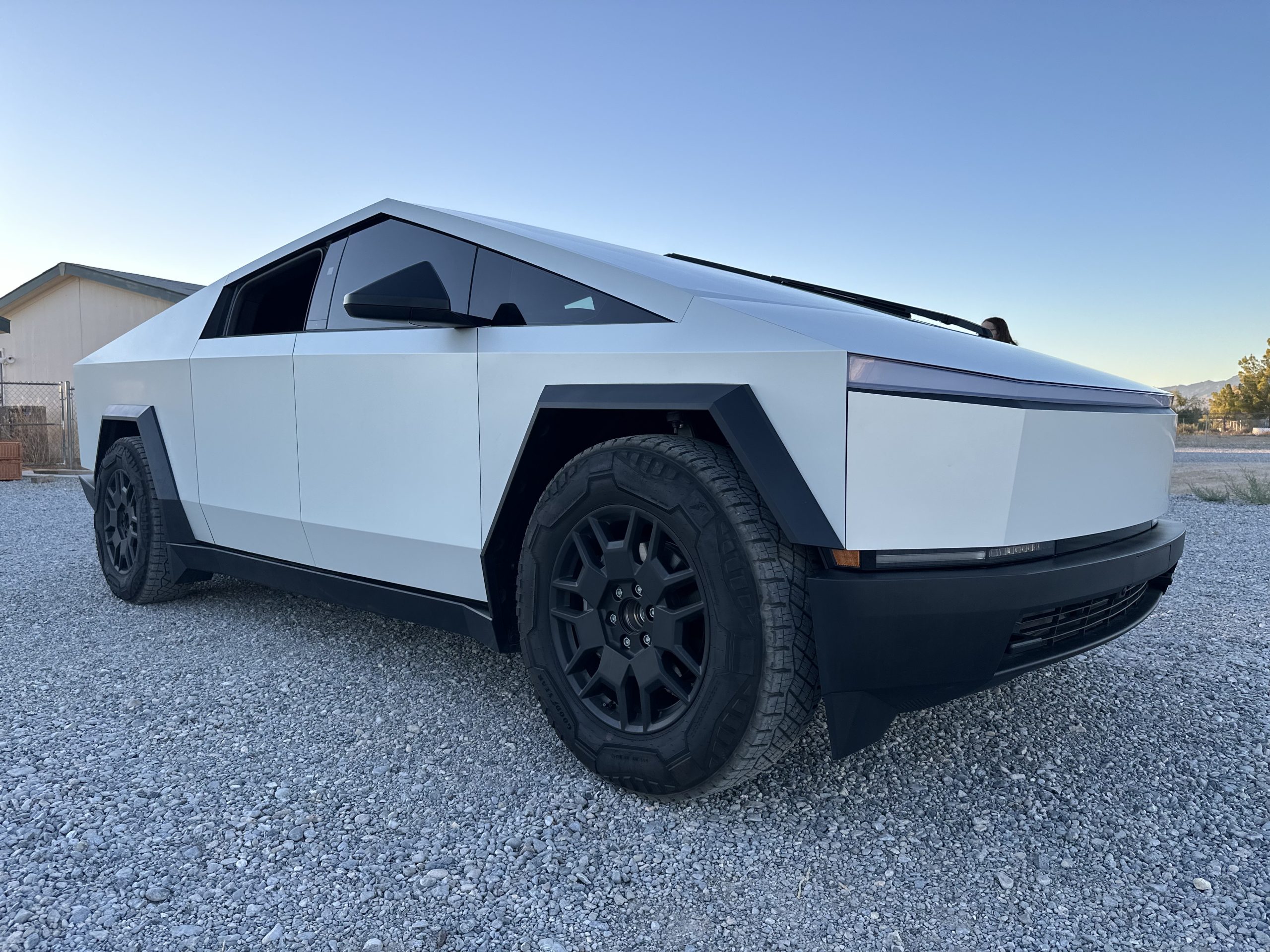 White Tesla Cybertruck wrapped by I.E.D LLC in Pahrump, Nevada